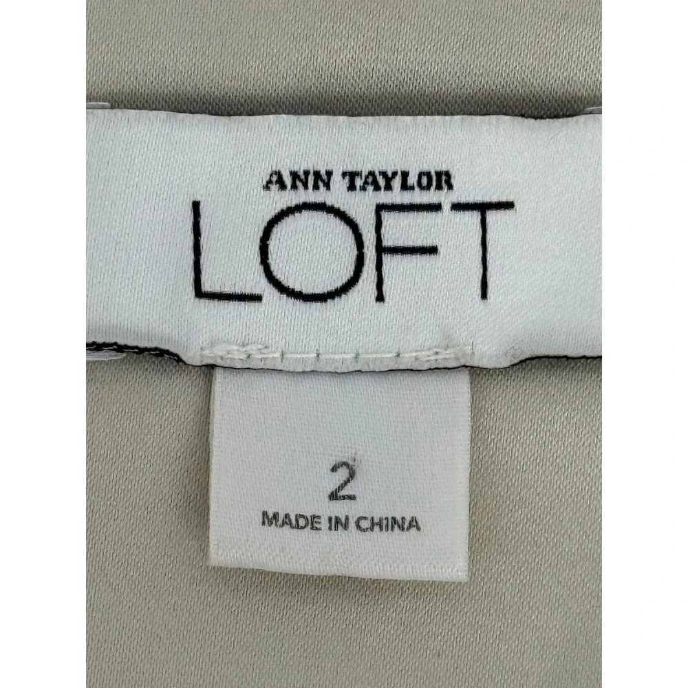 Ann Taylor LOFT Womens Champagne Beige Pleated Cropped Blazer Sz 2
